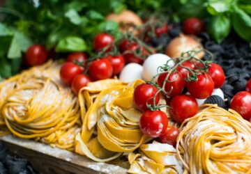 yellow pasta and cherry tomatoes
