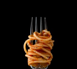 fork with spaghetti
