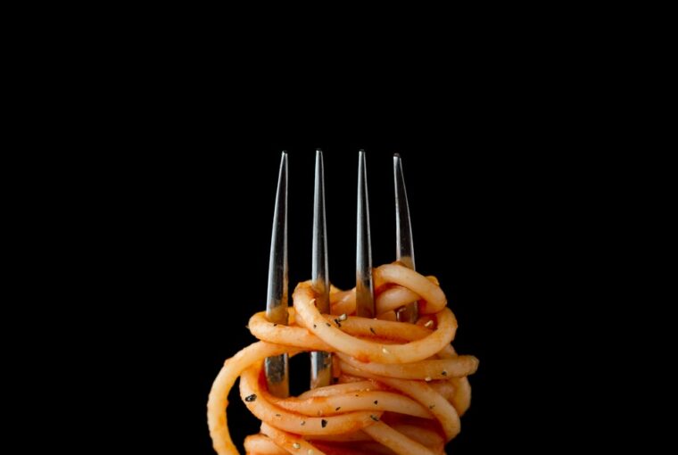 fork with spaghetti